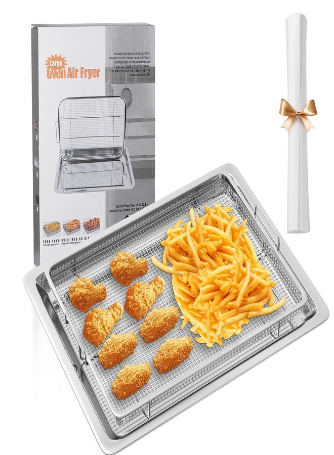 تشوكسيلا سلة قلي هوائي كبيرة جدًا من شوكسيلا للفرن، مقاس 18.8 بوصة × 12.8 بوصة، غير لاصقة، مع صينية و30 قطعة من ورق الزبدة، صينية خبز متينة للقلي الهوائي والتحميص والخبز - Image 3