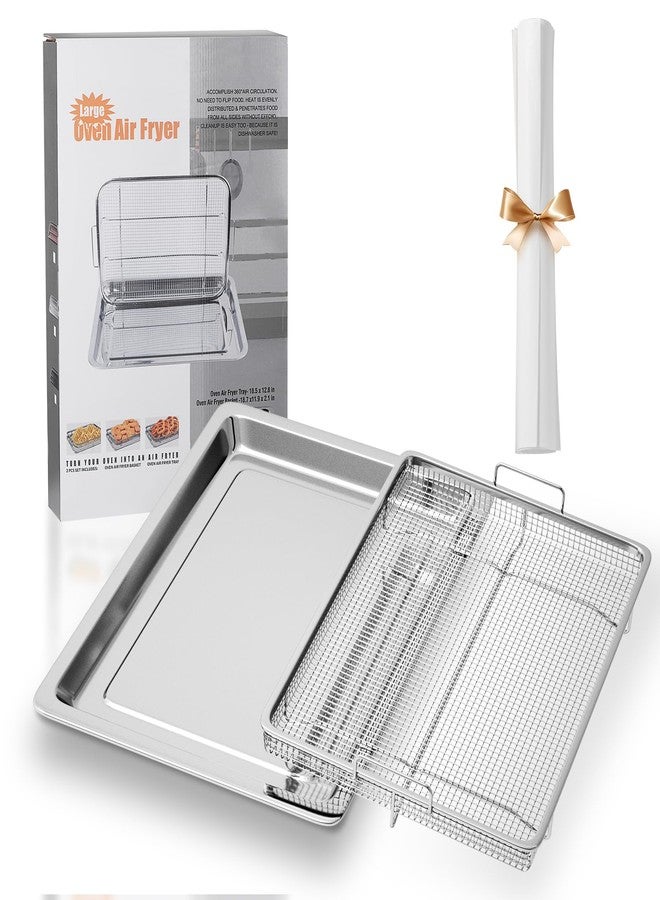 تشوكسيلا سلة قلي هوائي كبيرة جدًا من شوكسيلا للفرن، مقاس 18.8 بوصة × 12.8 بوصة، غير لاصقة، مع صينية و30 قطعة من ورق الزبدة، صينية خبز متينة للقلي الهوائي والتحميص والخبز - Image 2