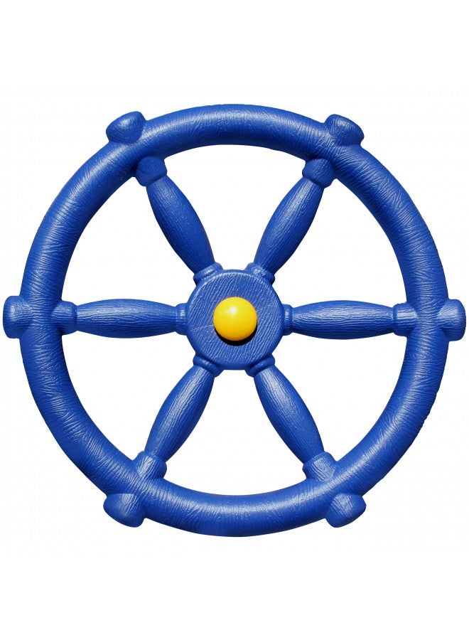 Jungle Gym Kingdom Pirate Ship Wheel for Kids - Toy Steering Wheel for Treehouse, Outdoor Playhouse, Backyard Playset or Swing Set - Playground Accessories & Attachments (Blue) - Image 1