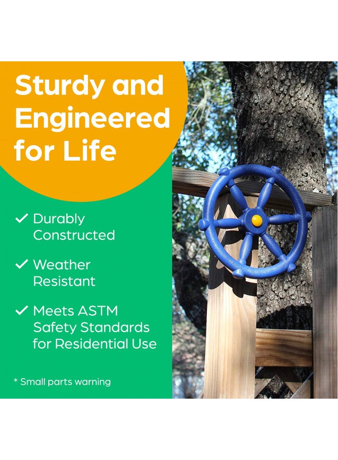 Jungle Gym Kingdom Pirate Ship Wheel for Kids - Toy Steering Wheel for Treehouse, Outdoor Playhouse, Backyard Playset or Swing Set - Playground Accessories & Attachments (Blue) - Image 3