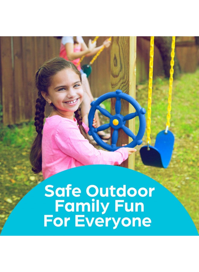 Jungle Gym Kingdom Pirate Ship Wheel for Kids - Toy Steering Wheel for Treehouse, Outdoor Playhouse, Backyard Playset or Swing Set - Playground Accessories & Attachments (Blue) - Image 2