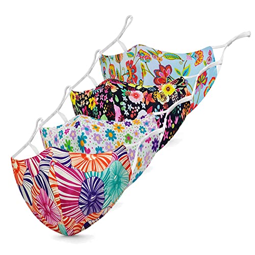 zebaya Digital Printed Fashion Mask for Ladies (pack of 4 pcs). Washable Skin Friendly Fabric. 3 layers of Protection - Image 1