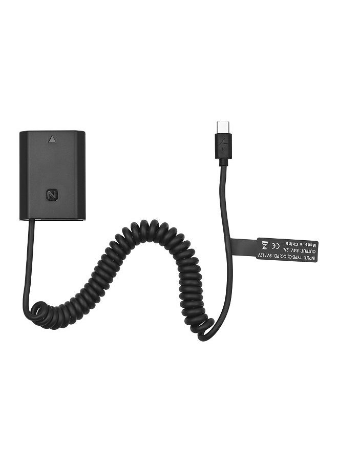 NP-FZ100 Dummy Battery USB-C Coupler Adapter with USB Type-C Spring Power Cable Replacement for Sony Alpha A6600 A7C A7III A7SIII A7RIII A7RIV A9 A9II A9R A9S Cameras