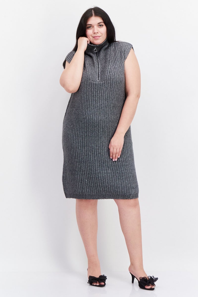 Fire & Glory Women Cable Knit Sweater Dress, Grey - Image 3