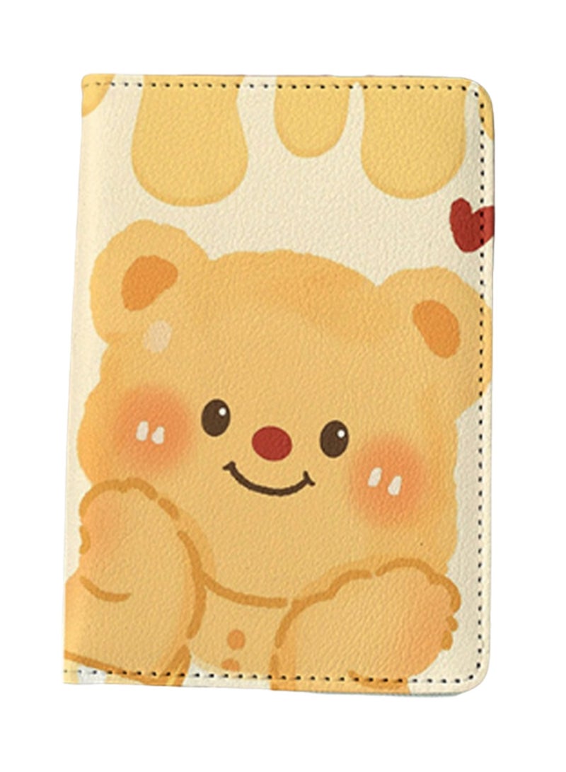 Yellow Shy Bear Passport Holder Multi-Function Card Holder Passport Protection Cover, Id Card Holder Boys And Girls Pu Leather Travel Id Card Holder, Travel Accessories - Image 1