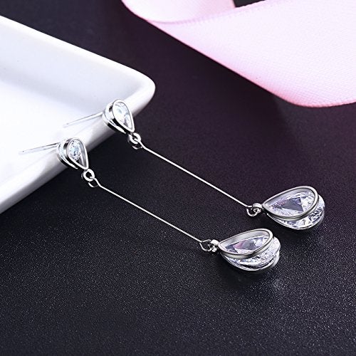 SBLING Platinum-Plated Cubic Zirconia Teardrop Earrings, 3.9 cttw, Teardrop - Image 3