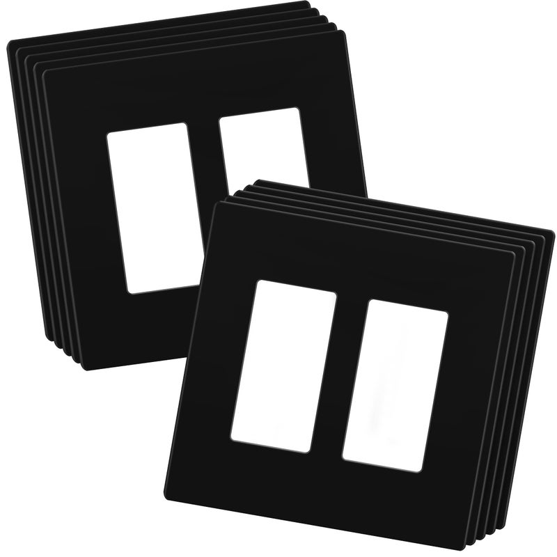 LIDER Double Decorator Switch Cover Screwless Wall Plate MidSize 2Gang 488 x 492 LSWP32MBK10P UL Listed Thermoplastic Matte Black 10Pack - Image 2