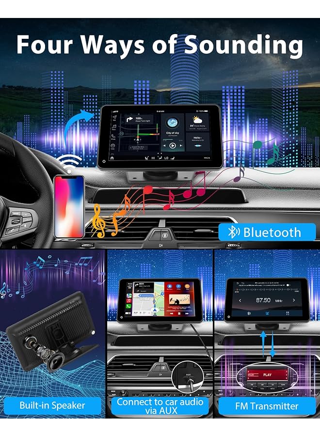 Generic 【Prime Fast Delivery】 2025 Wireless Car Screen With Carplay & Android Auto | 7 Inch Portable Ips Touchscreen | Voice Control & Gps Navigation | Bt/Aux/Mirror Link | Universal Car Display L1​  - Image 5