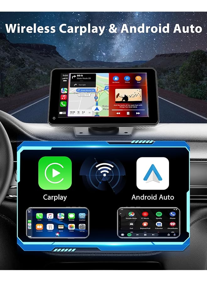 Generic 【Prime Fast Delivery】 2025 Wireless Car Screen With Carplay & Android Auto | 7 Inch Portable Ips Touchscreen | Voice Control & Gps Navigation | Bt/Aux/Mirror Link | Universal Car Display L1​  - Image 2