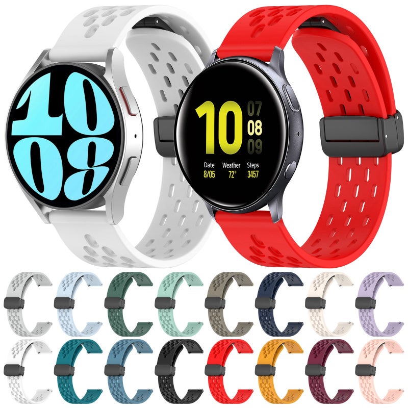 erorex For Samsung Galaxy Watch 5 Pro  45Mm 20Mm Folding Magnetic Clasp Silicone Watch Band(Light Grey) - Image 3