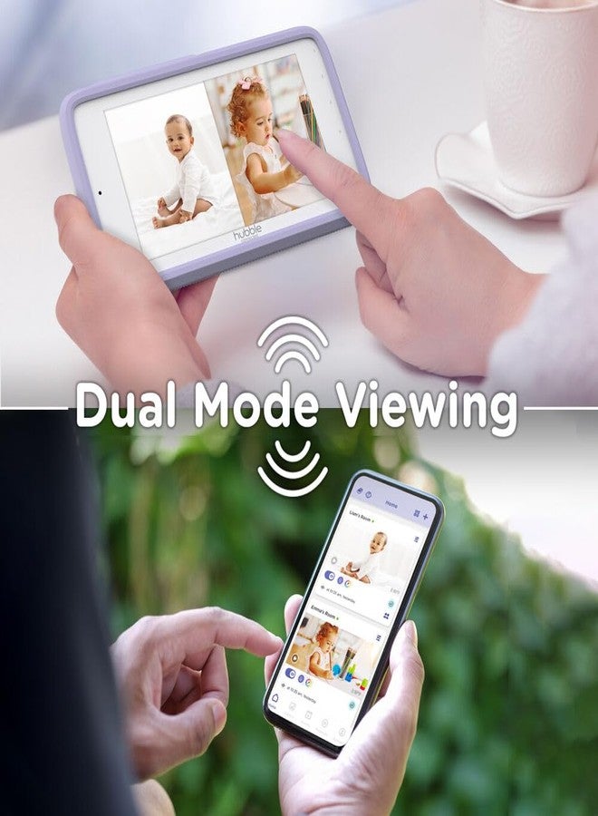 HUBBLE CONNECTED Nursery Pal Cloud Touch Twin Smart WiFi Enabled Baby Monitor with 2 Cameras, 5 Inch HD Color Touchscreen Parent Unit, Plus Preloaded Soothing Sounds, Lullabies, and Stories, White - Image 3