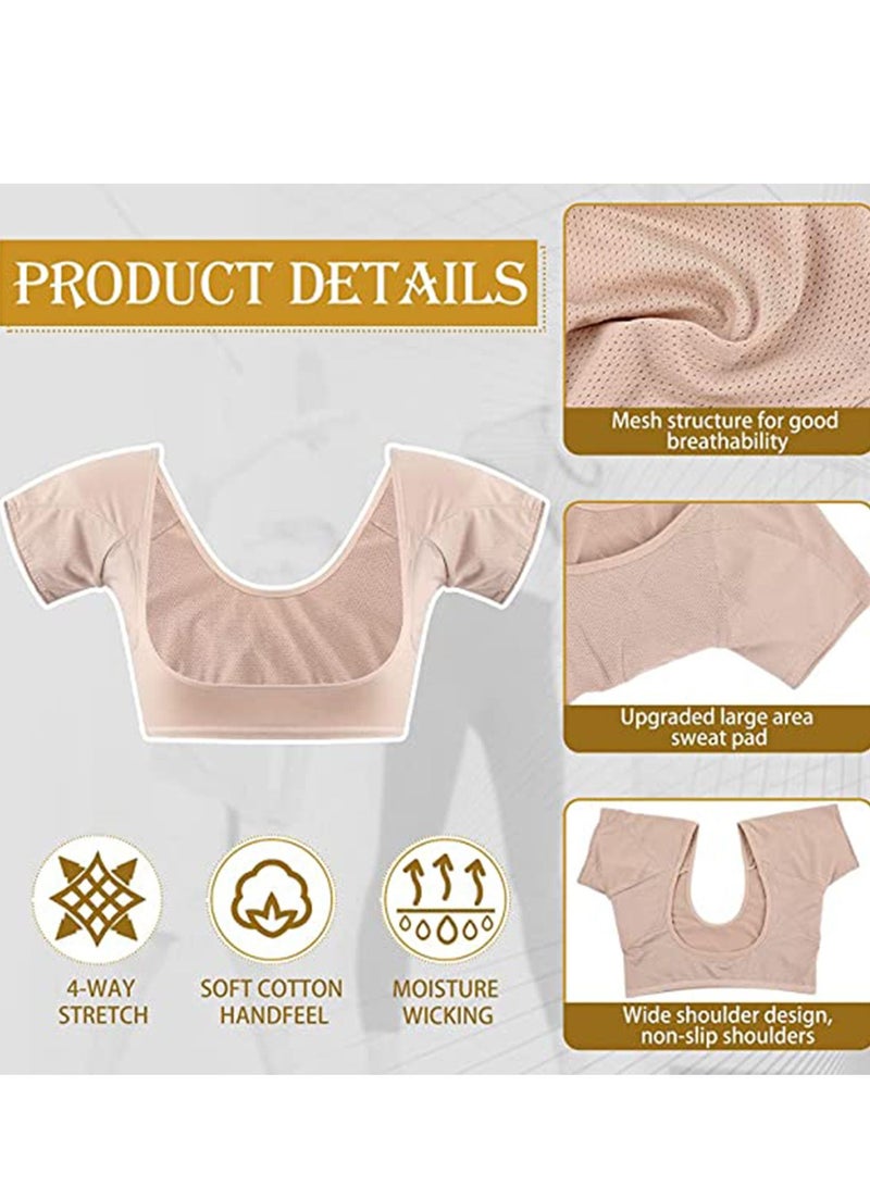 SYOSI Breathable Sweat Guard Underwear Vest, 3 Pcs Absorbing Pads for Armpits Sweating Armpit Guards Underarm for Women Girls Ladies, White Beige Black(Large) - Image 2