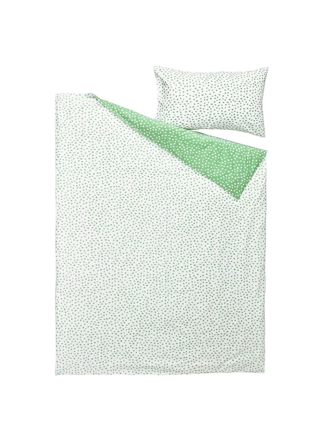 erorex Duvet Cover And Pillowcase, Green White/Dotted, 150X200/50X80 Cm - Image 4