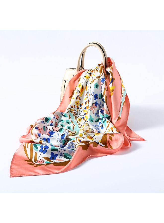 Silk Double-sided Digital Printed Square Scarf, Hand-rolled, 88*88, Birthday Gift For Mom Or Girlfriend, Chinese Style