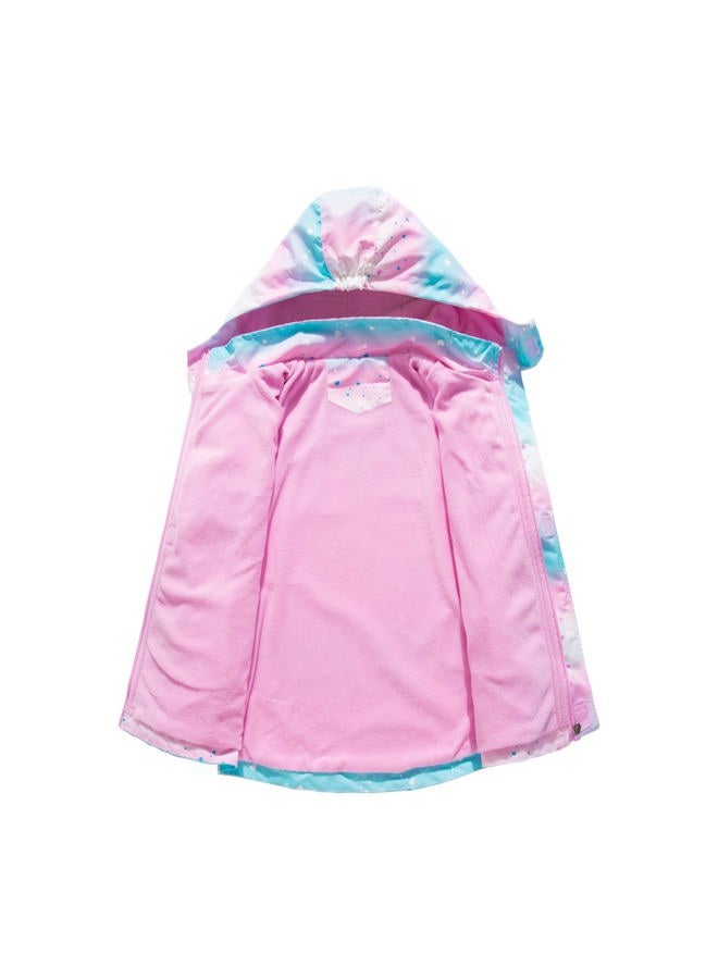 MGEOY Boys Girls Rain Jackets Lightweight Waterproof Hooded Raincoats Windbreakers for Kids 2-14Y, Rainbow Heart(lining:fleece), 7-8 Years - Image 4