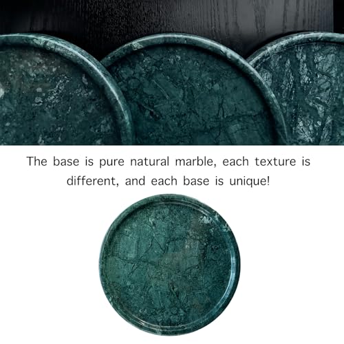 BUICCE Natural Round Marble Tray for Home Decor, Stone Candle Dish for Perfume, Vanity, Bathroom, Countertop Storage Organizer (Green) - Image 4