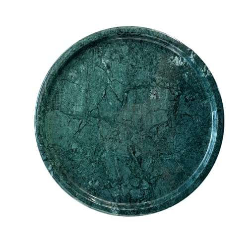 BUICCE Natural Round Marble Tray for Home Decor, Stone Candle Dish for Perfume, Vanity, Bathroom, Countertop Storage Organizer (Green) - Image 2