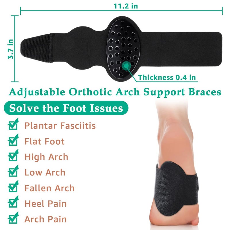 Svowin Arch Support Compression Sleeves for Flat Feet, Adjustable Velcro Plantar Fasciitis Braces for Fallen Arches, Unisex Orthotic Arch Support Wrap for High Arch, Feet Pain Relief - Image 4