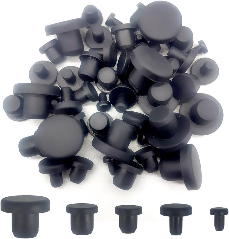 Alamic 50 PCS Silicone Plugs Rubber Hole Plugs Rubber 1/8" 3/16" 1/4" 5/16" 3/8" Stopper for Round Holes Waterproof Hole End Covers Soft Flexible Stopper Sealing Plugs Pipe Holes Test Tube Plugs - Image 1