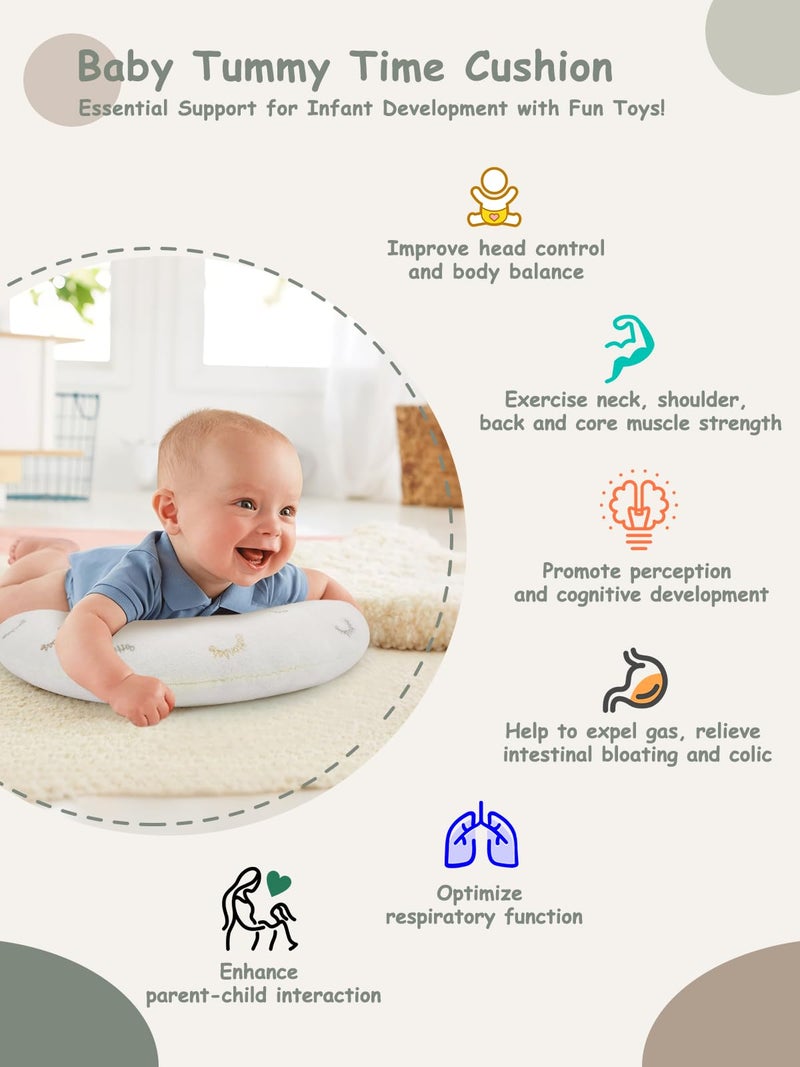 COTTONBEBE 2-in-1 Tummy Time Cushion for Newborns,Soft Cotton Tummy Time Pillow Promotes Development, Ergonomic Design,Ideal Baby Gift - Image 4
