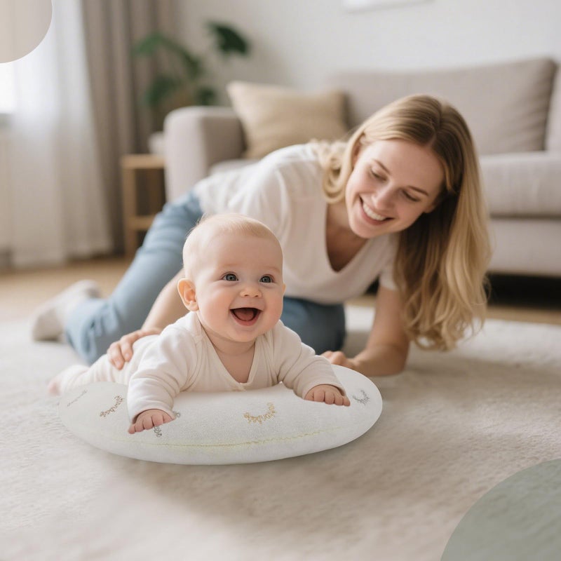 COTTONBEBE 2-in-1 Tummy Time Cushion for Newborns,Soft Cotton Tummy Time Pillow Promotes Development, Ergonomic Design,Ideal Baby Gift - Image 5