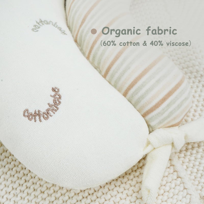 COTTONBEBE 2-in-1 Tummy Time Cushion for Newborns,Soft Cotton Tummy Time Pillow Promotes Development, Ergonomic Design,Ideal Baby Gift - Image 3