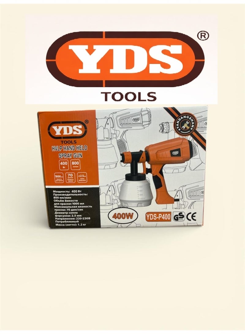 YDS-P400 Professional Electric Paint Spray Gun – 400W Power – Orange / Black / White – High Flow 800ml/min – Perfect for Walls, Furniture, Cars, Home Painting & Workshops – Brand YDS Model YDS-P400 - Image 4