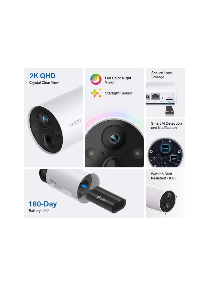 تي بي لينك TP-Link (Tapo C420S1) Outdoor Wireless Security Camera, 2K QHD, Color Night Vision, Starlight Sensor, Motion/Person/Vehicle Detection, 180 Day Battery, Works w/Alexa & Google Home, 1-Camera - Image 5