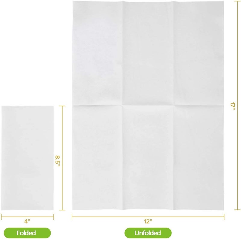 FOCUSLINE 100 Disposable Bathroom Napkins, Linen-Feel Paper Guest Towels, Soft and Absorbent Paper Hand Towels Party Napkins for Bathroom, Kitchen, Dinner, or Event, White, 12" x 17" - Image 2