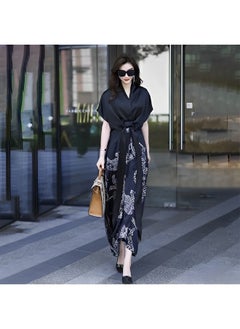 Women's Satin Dress with Print Elegant Silk Dress A-Line Flowy Long Dress V Neck Short Sleeve Satin Dress - pzsku/ZE8F5F1629D1E84AFF6CCZ/45/_/1703662614/ec30792b-a4b0-486b-842a-a26da5059317