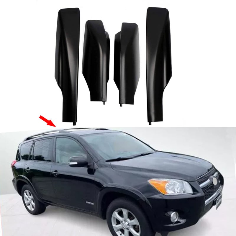 Tocatus Roof Cargo Rack Rail End Cover Shell Cap Trim for Toyota RAV4 20062012 Black 4pcs