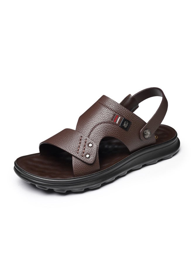 Old Man'S Head Top Grain Leather】men's Sandals Genuine Leather Summer Casual Beach Shoes Outdoor Thick Sole Dad's Flip Flops - Image 5
