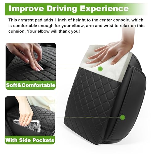SDPVorn Armrest Cover for Jeep Wrangler Center Console Pad with Organizer Storage Pockets, Black Faux Leather Arm Rest Lid Protector Cushion Interior Accessories (2018-2025 Wrangler JL & Gladiator JT) - Image 4