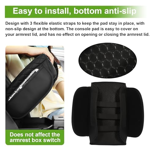 SDPVorn Armrest Cover for Jeep Wrangler Center Console Pad with Organizer Storage Pockets, Black Faux Leather Arm Rest Lid Protector Cushion Interior Accessories (2018-2025 Wrangler JL & Gladiator JT) - Image 5