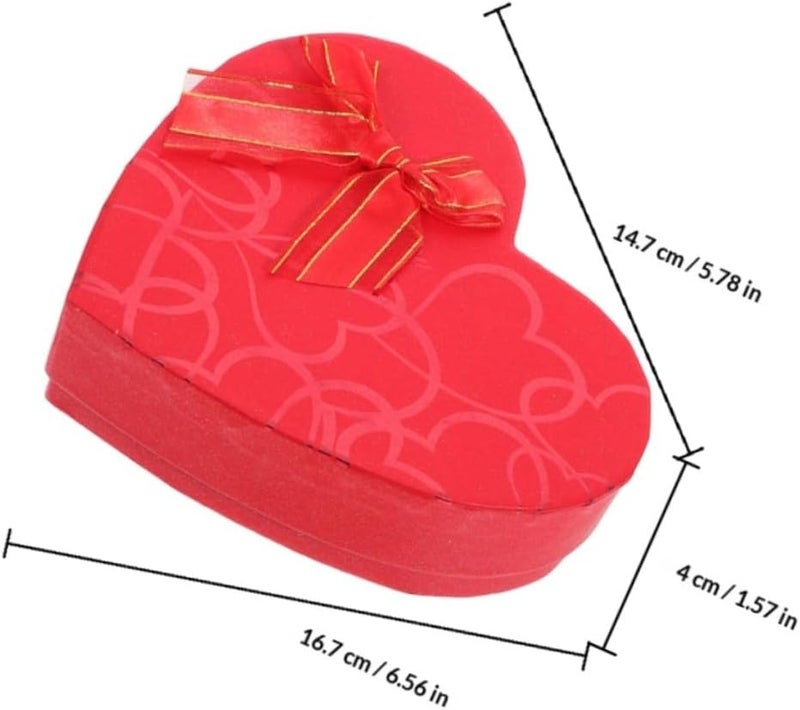 COMPUKAS Heart Shape Chocolate Box 2pcs Set, Red Paper Box 17x15.5x4.3cm, Valentine's Day Candy Holder for Party and Packaging - Image 2
