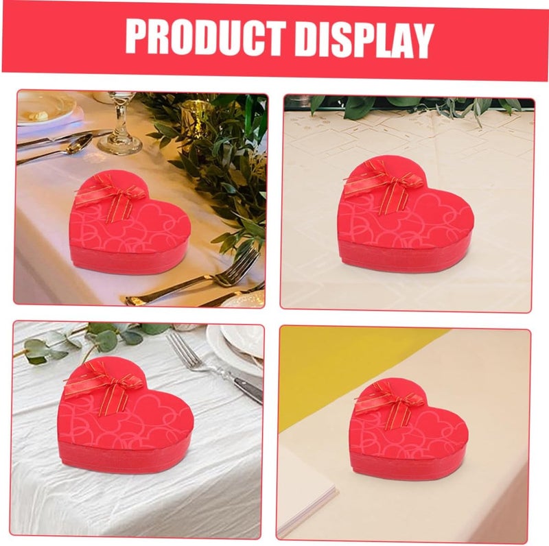 COMPUKAS Heart Shape Chocolate Box 2pcs Set, Red Paper Box 17x15.5x4.3cm, Valentine's Day Candy Holder for Party and Packaging - Image 3