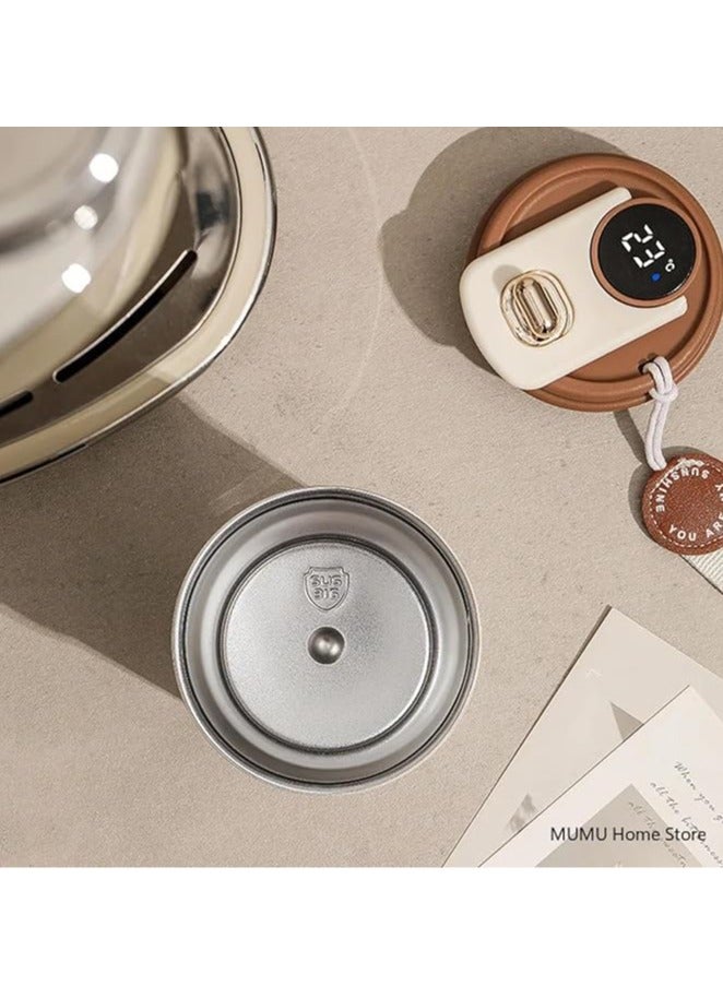 عربست كوب سفر مزود بشاشة عرض درجة الحرارة، أكواب قهوة محمولة، أدوات شرب صيفية وشتوية، كوب قهوة مفرغ من الفولاذ المقاوم للصدأ 316، كوب حراري مقاوم للتسرب، أبيض - Image 4