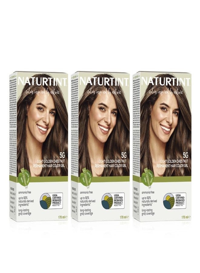 Naturtint Permanent Hair Colour Gel Light Golden Chestnut 5G | For Optimal Scalp Care | Long Lasting Hair Colour | Ammonia Free Vegan | No Parabens | Enriched with Olives & Organic Shea Butter - Pack of 3 - Image 1