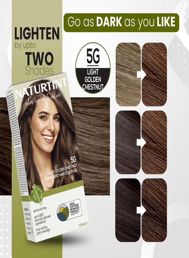Naturtint Permanent Hair Colour Gel Light Golden Chestnut 5G | For Optimal Scalp Care | Long Lasting Hair Colour | Ammonia Free Vegan | No Parabens | Enriched with Olives & Organic Shea Butter - Pack of 3 - Image 4