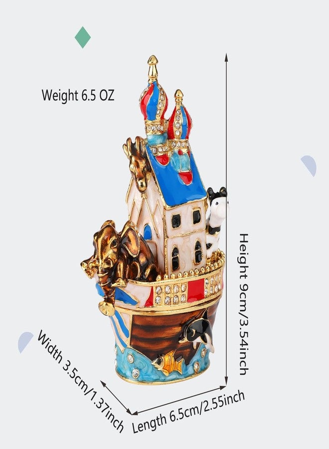 Furuida Animals Boat Trinket Box Hinged Small Ring Hold Boxes Hand-Painted Classic Ornaments Craft Gift for Home Decor - Image 5
