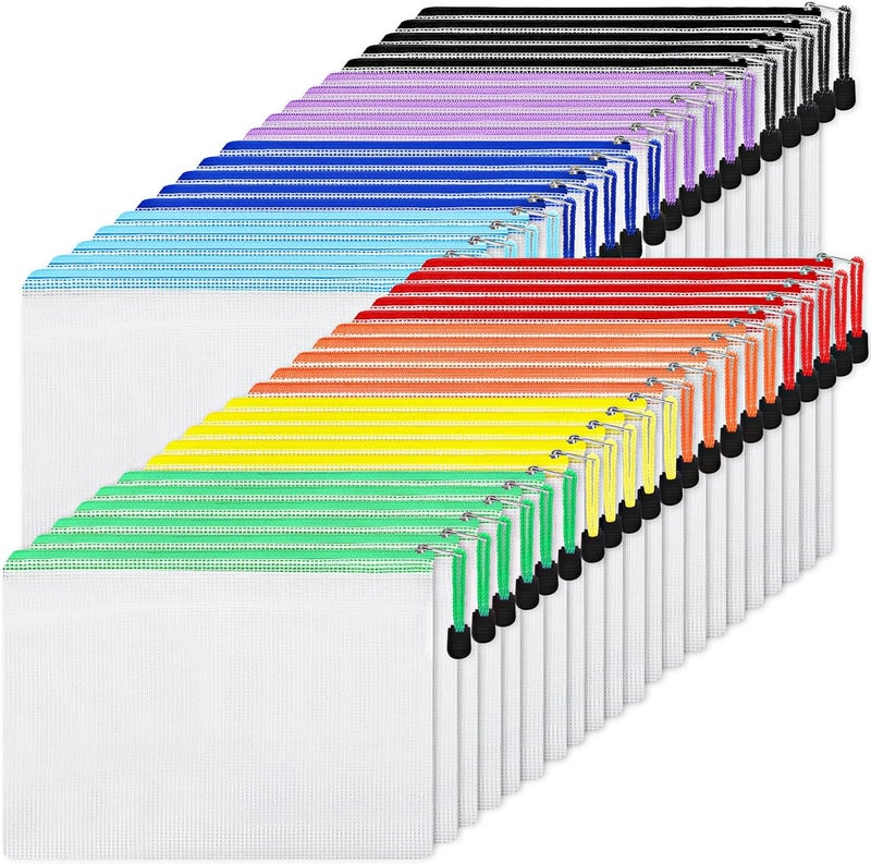 EOOUT Global easy assemble picks 56pcs Mesh Zipper Pouch Zipper Bag, Durable Pouches for Organization Puzzle Storage, Letter Size, A4 Size, for Office Supplies Flexible usage build - Image 1