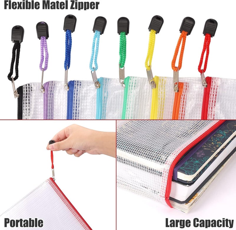 EOOUT Global easy assemble picks 56pcs Mesh Zipper Pouch Zipper Bag, Durable Pouches for Organization Puzzle Storage, Letter Size, A4 Size, for Office Supplies Flexible usage build - Image 4