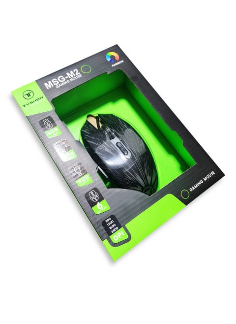 TENSION Wired Gaming Mouse for Computer and Laptop - RGB Lights with 6 Buttons 2400 DPI, MSG-M2 is intended for computer gamers and multi-use at home or office