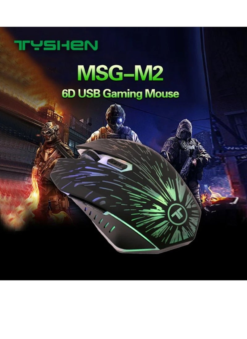 TENSION Wired Gaming Mouse for Computer and Laptop - RGB Lights with 6 Buttons 2400 DPI, MSG-M2 is intended for computer gamers and multi-use at home or office