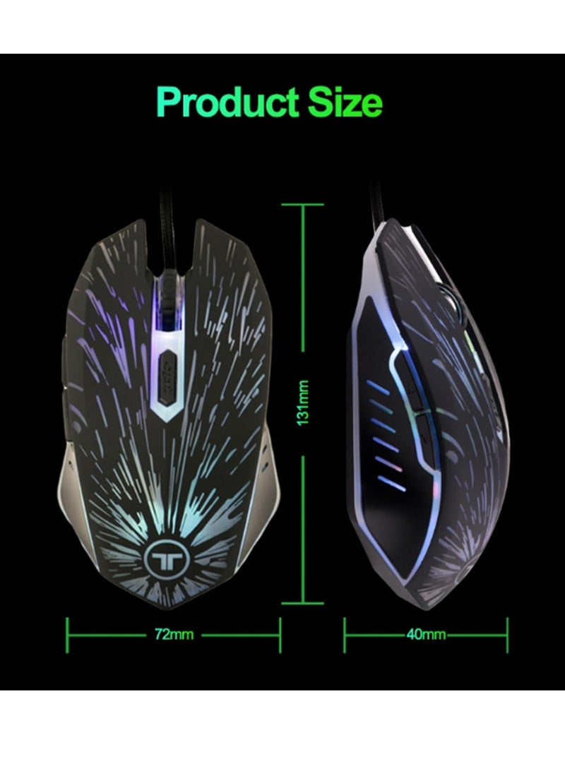 TENSION Wired Gaming Mouse for Computer and Laptop - RGB Lights with 6 Buttons 2400 DPI, MSG-M2 is intended for computer gamers and multi-use at home or office