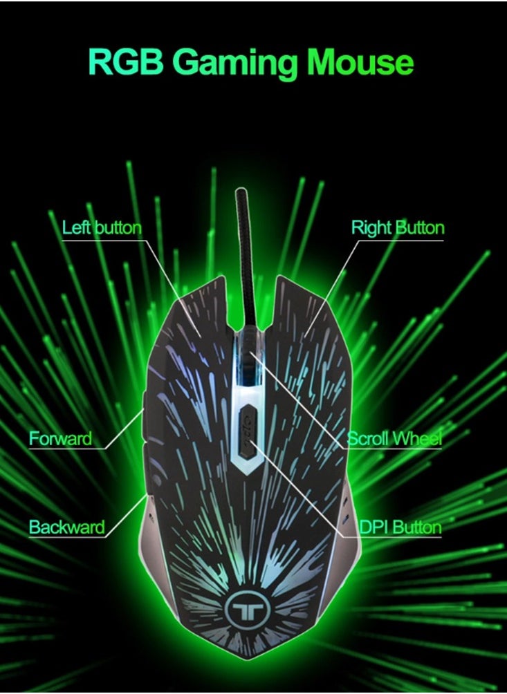 TENSION Wired Gaming Mouse for Computer and Laptop - RGB Lights with 6 Buttons 2400 DPI, MSG-M2 is intended for computer gamers and multi-use at home or office