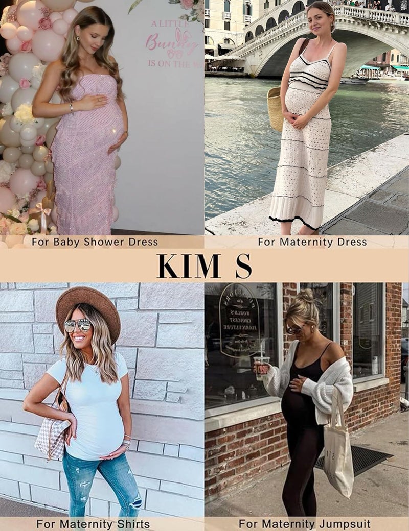 KIM S Maternity Clothes Maternity Dress Summer Maternity Shapewear Underwear for Dresses Maternity Shorts Over Belly Maternity Underwear Over the Bump Pregnancy Underwear for Women (Nude+Black S) - Image 2