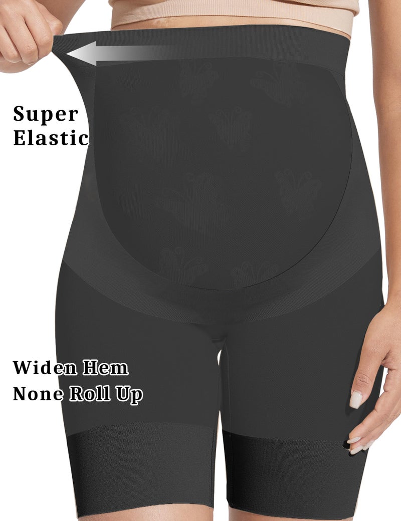 KIM S Maternity Clothes Maternity Dress Summer Maternity Shapewear Underwear for Dresses Maternity Shorts Over Belly Maternity Underwear Over the Bump Pregnancy Underwear for Women (Nude+Black S) - Image 4