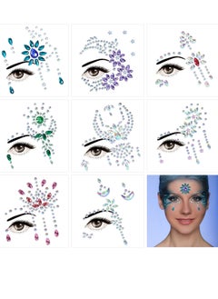 Excefore Face Gems, 8 Sets Stick-On Face Jewels, Rhinestones for Eyes and Body, Rave Outfits, Euphoria Fairy Makeup, Festival, Costume, and Party Accessories  - Image 1