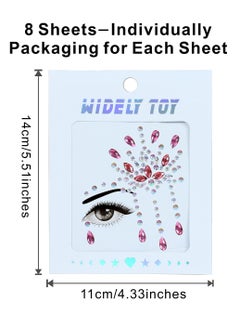 Excefore Face Gems, 8 Sets Stick-On Face Jewels, Rhinestones for Eyes and Body, Rave Outfits, Euphoria Fairy Makeup, Festival, Costume, and Party Accessories  - Image 5